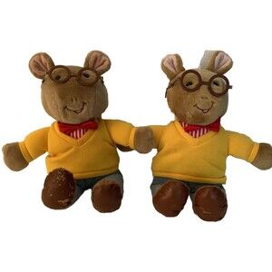 Arthur the Aardvark Plush Stuffed Animal Twins Lot of 2 Eden 14" Vintage READ